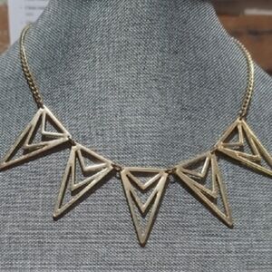Claire’s Shiny Goldtone Geometric Triangle Necklace /Adjustable/ Good Condition
